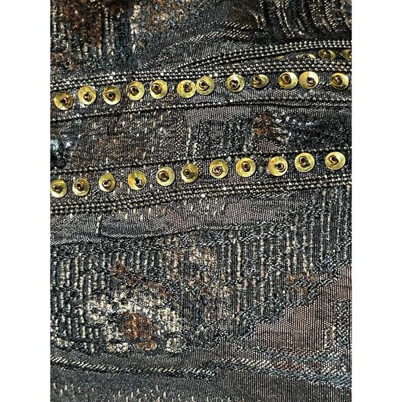 Chico's Womens Size Medium Dressy Brown Black Shimmer Sequin Bead Blazer Jacket - Picture 7 of 15